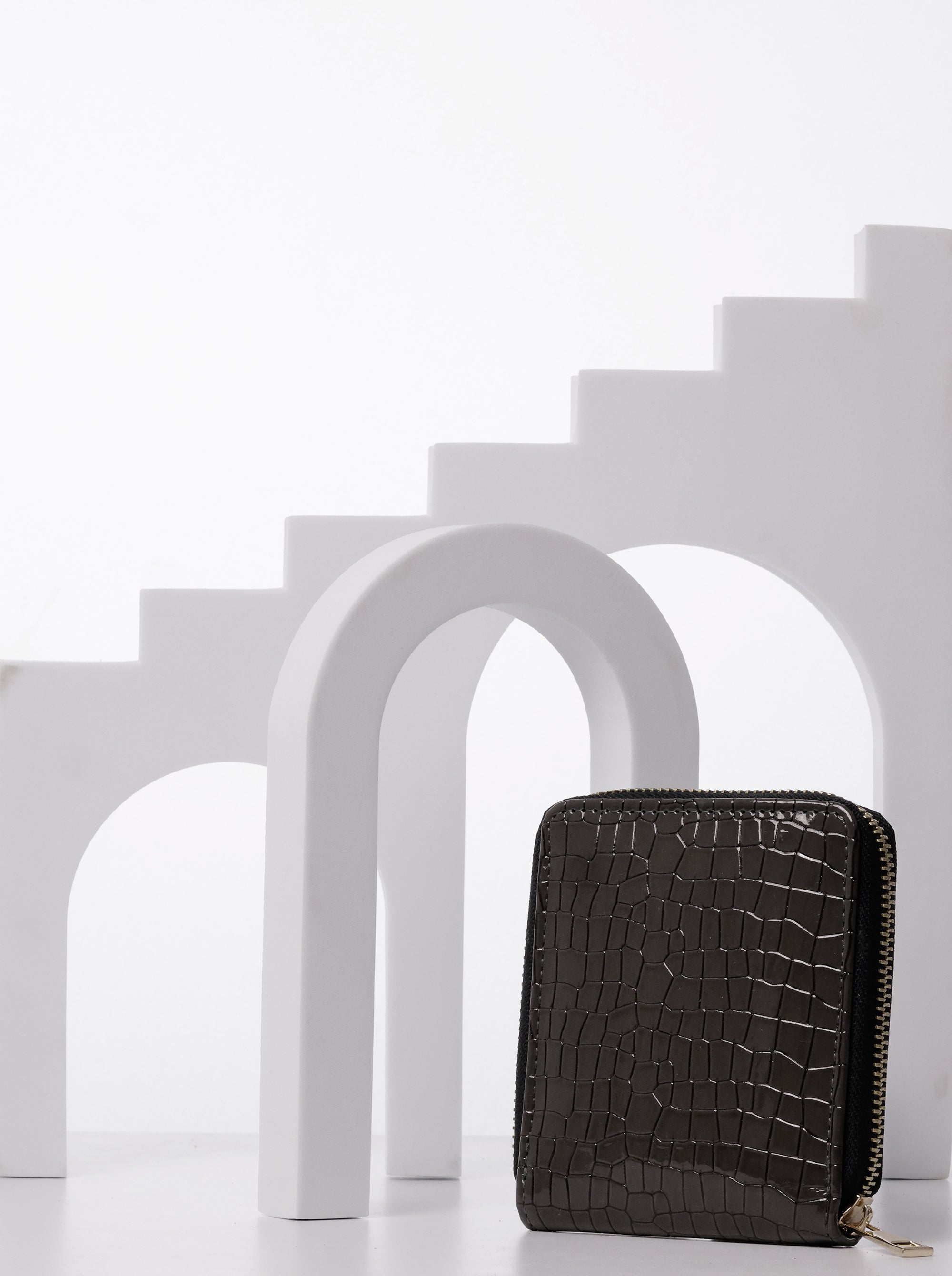 Women Abstract Textured PU Two Fold Wallet