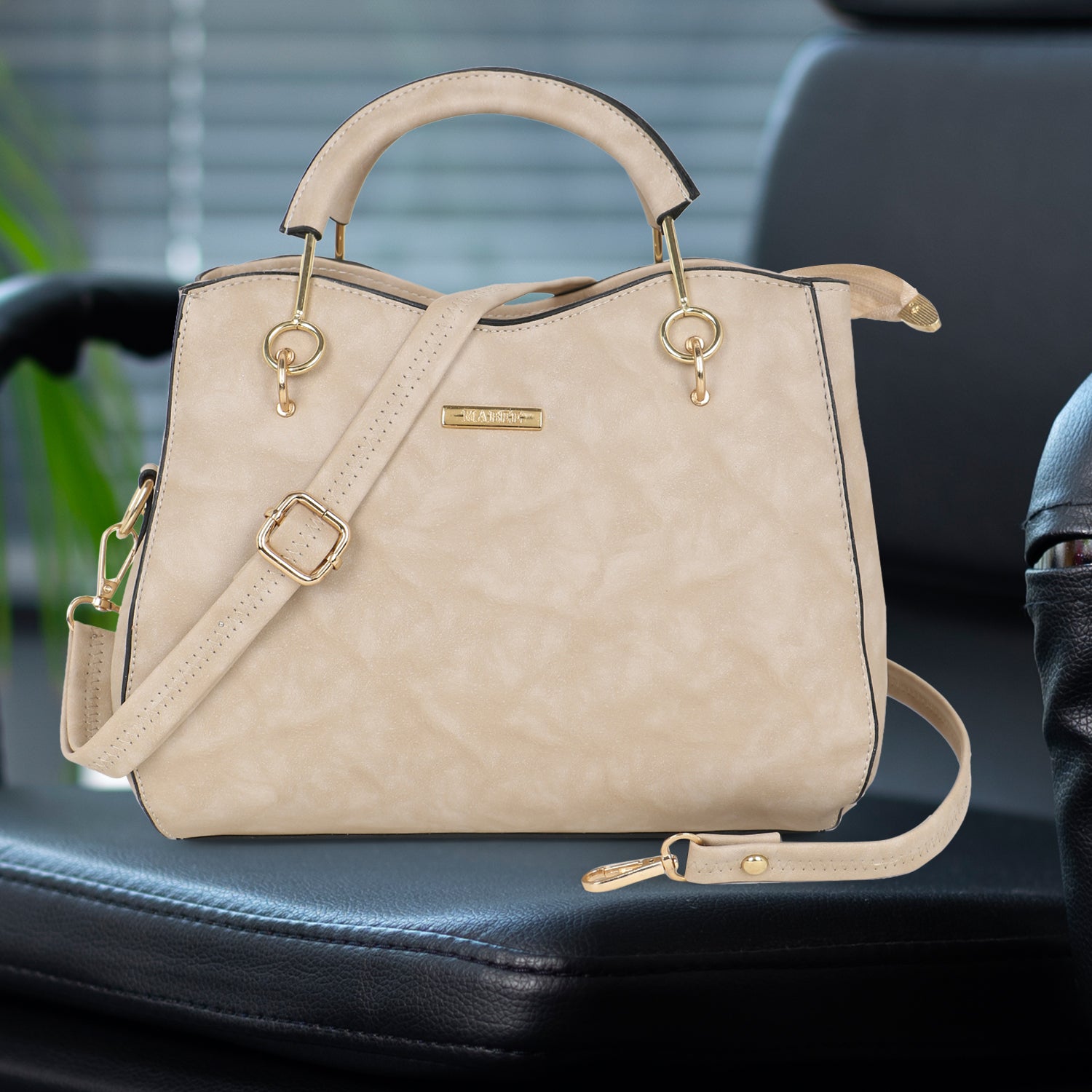 Cream Structured Handheld Bag