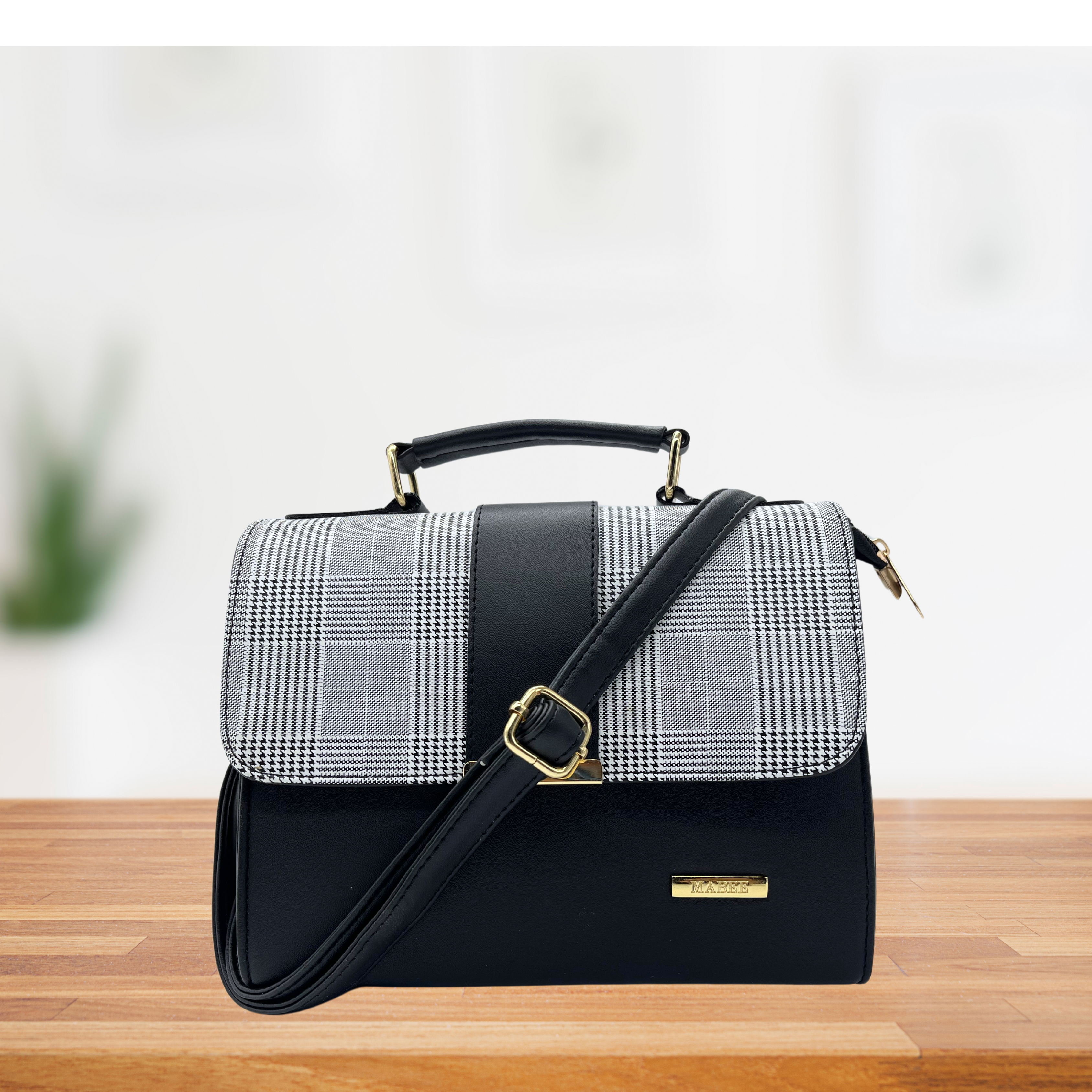 Black Checked Sling Bag