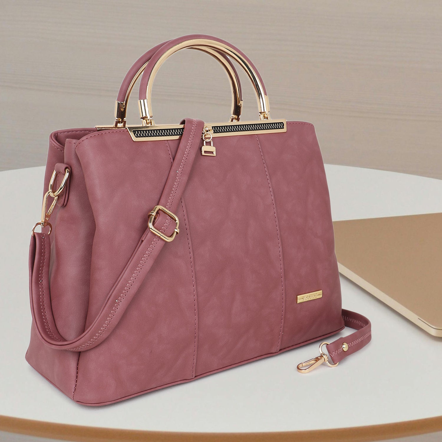 Pink Textured Handheld Bag