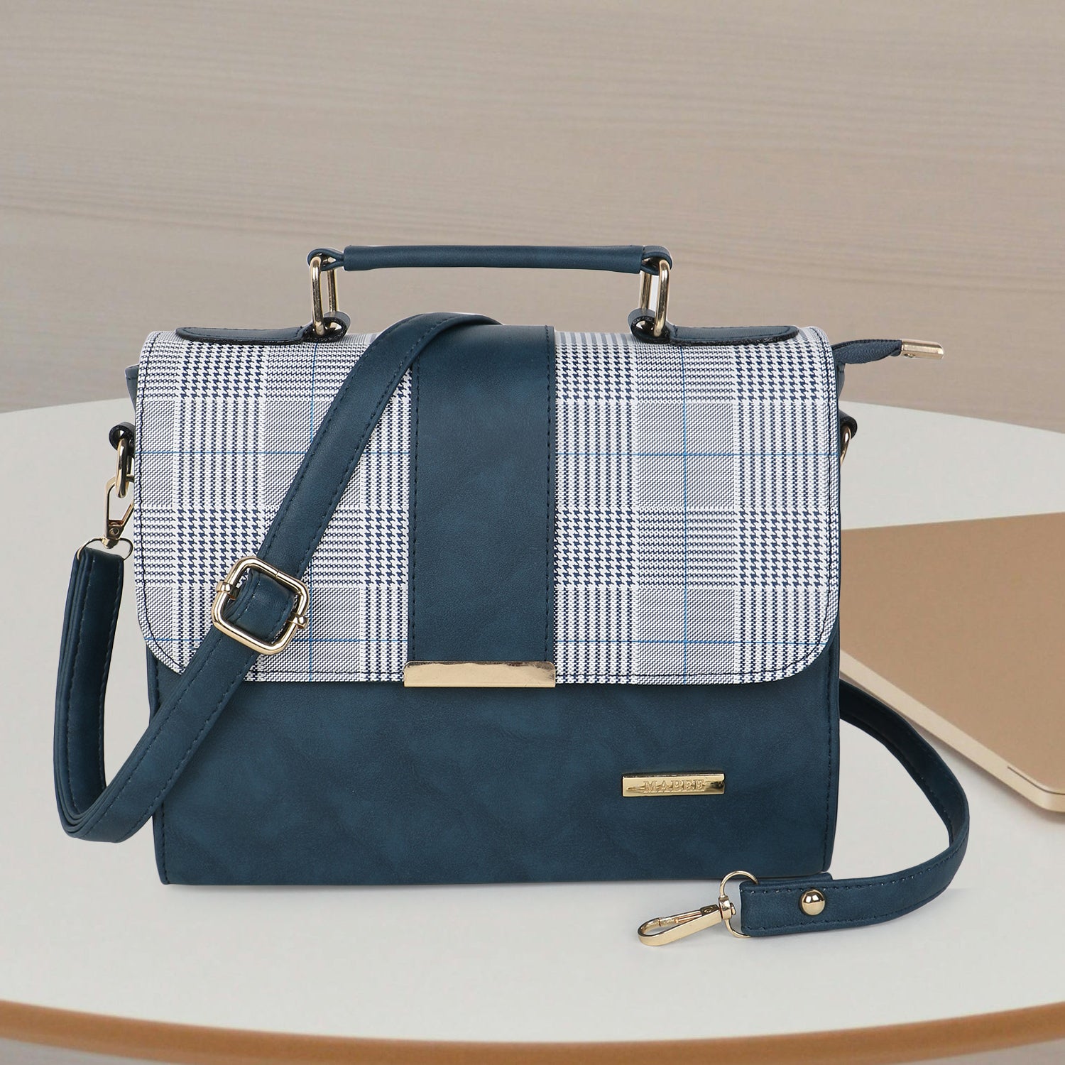 Blue Checked Sling Bag