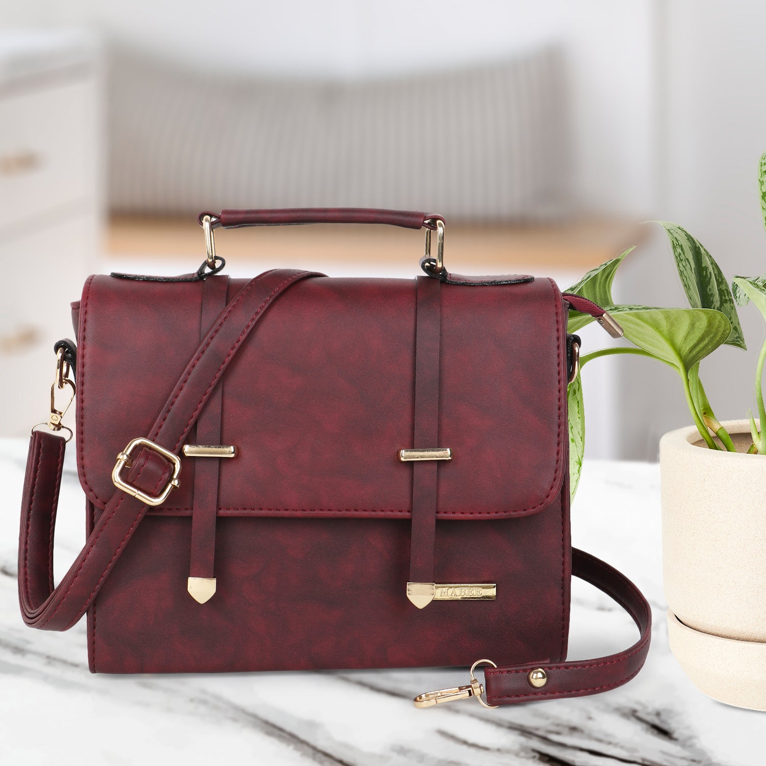 Red Solid Satchel