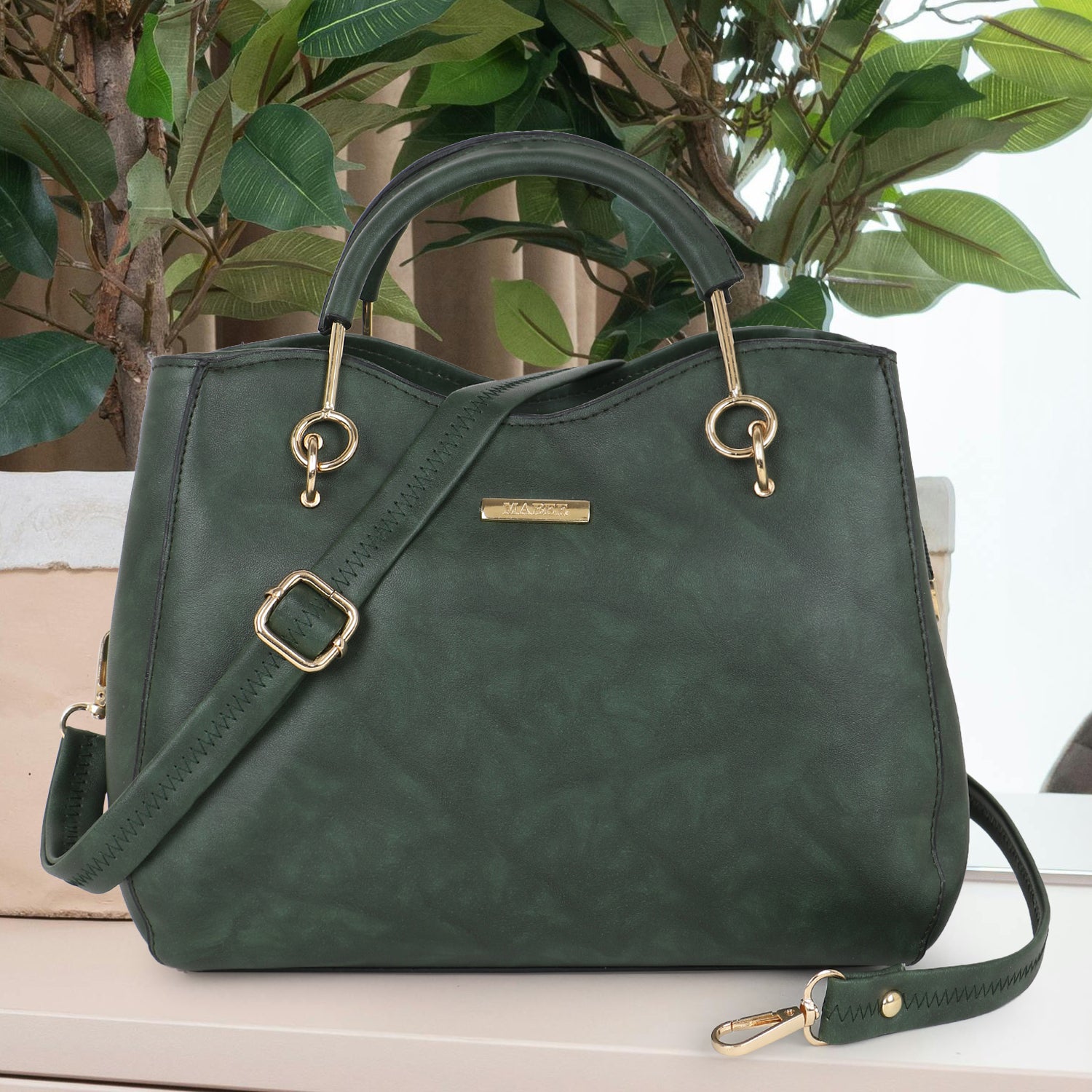 Olive Green Structured Handheld Bag