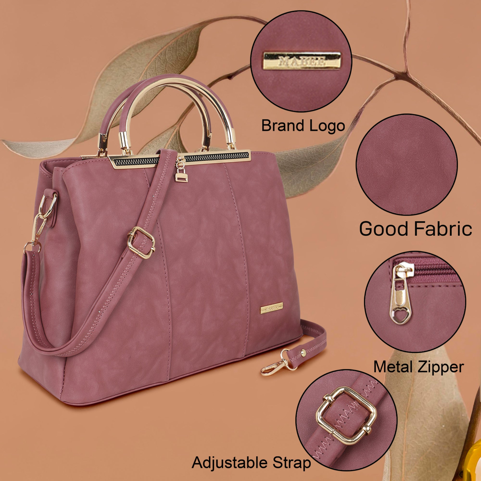 Pink Textured Handheld Bag