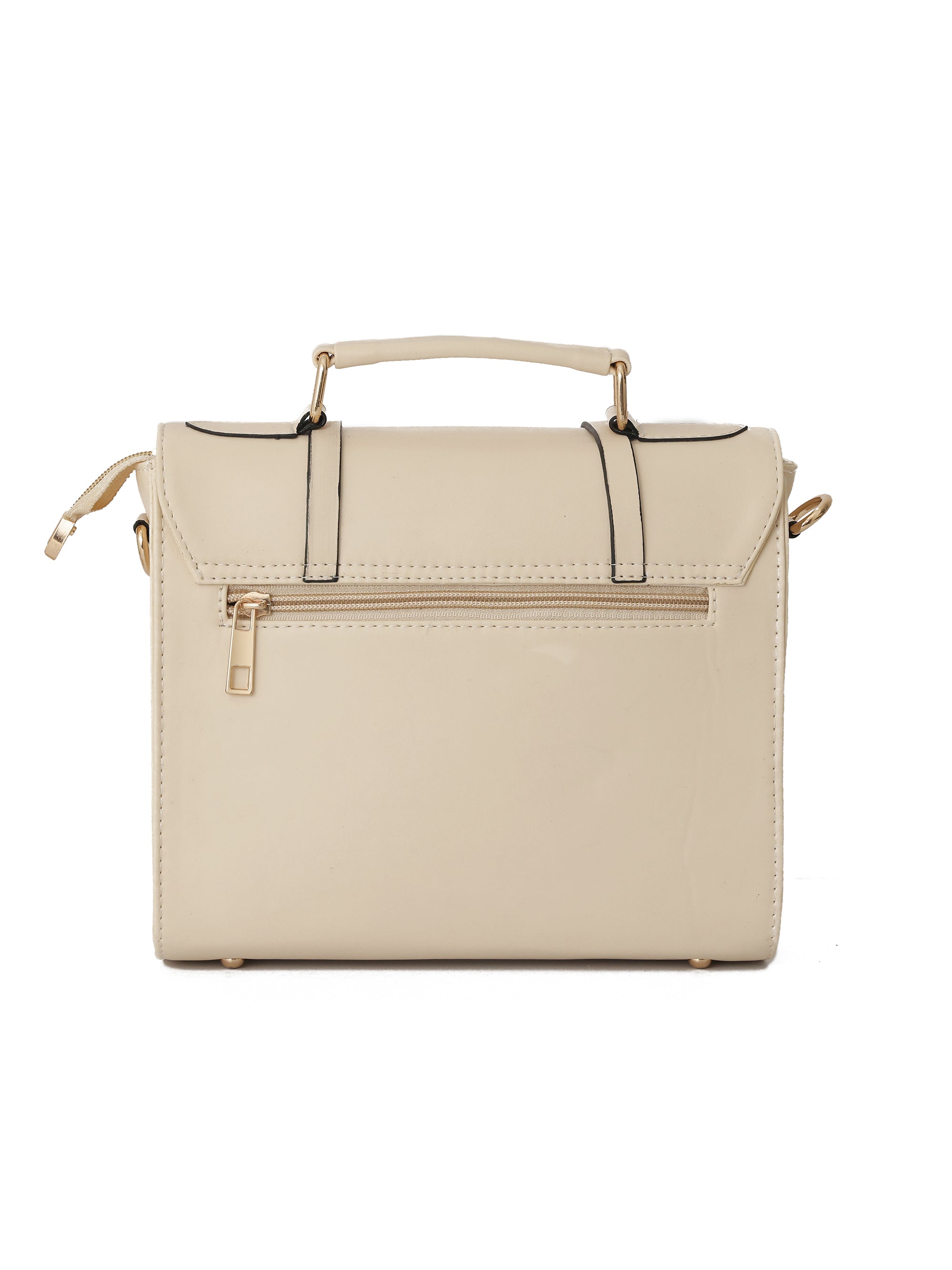 Beige Solid Satchel
