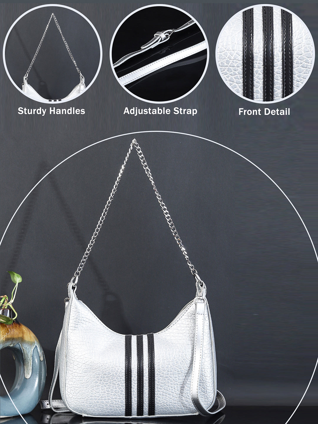 PU Half Moon Sling Bag ( White)