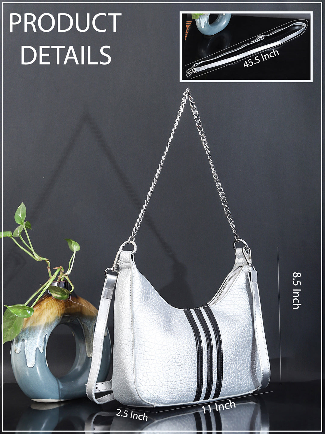 PU Half Moon Sling Bag ( White)