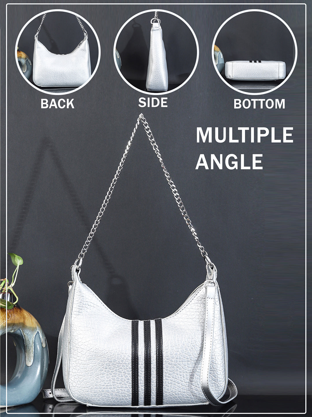 PU Half Moon Sling Bag ( White)