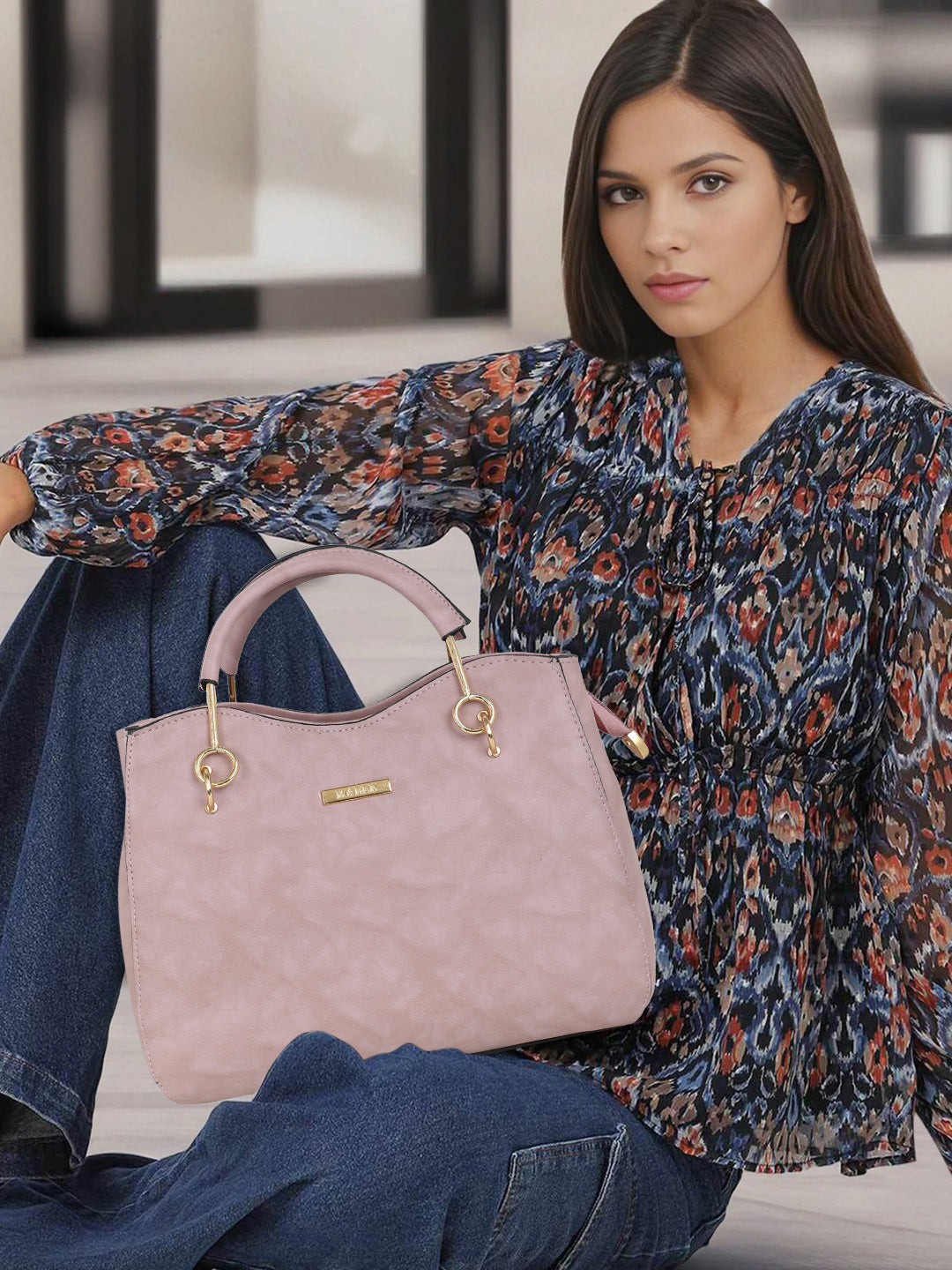 Blush Pink Structured Handheld Bag