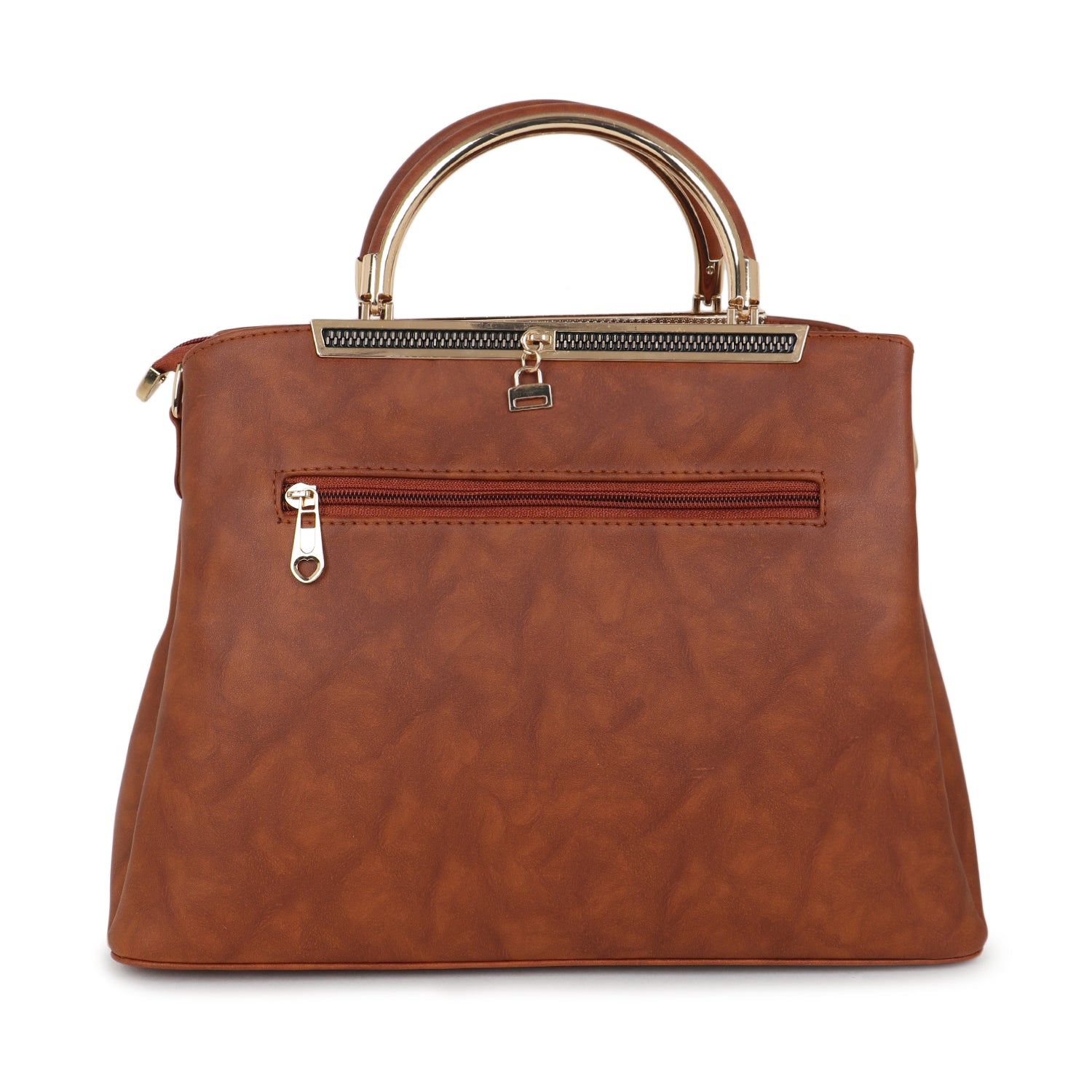 Tan Brown Textured Handheld Bag