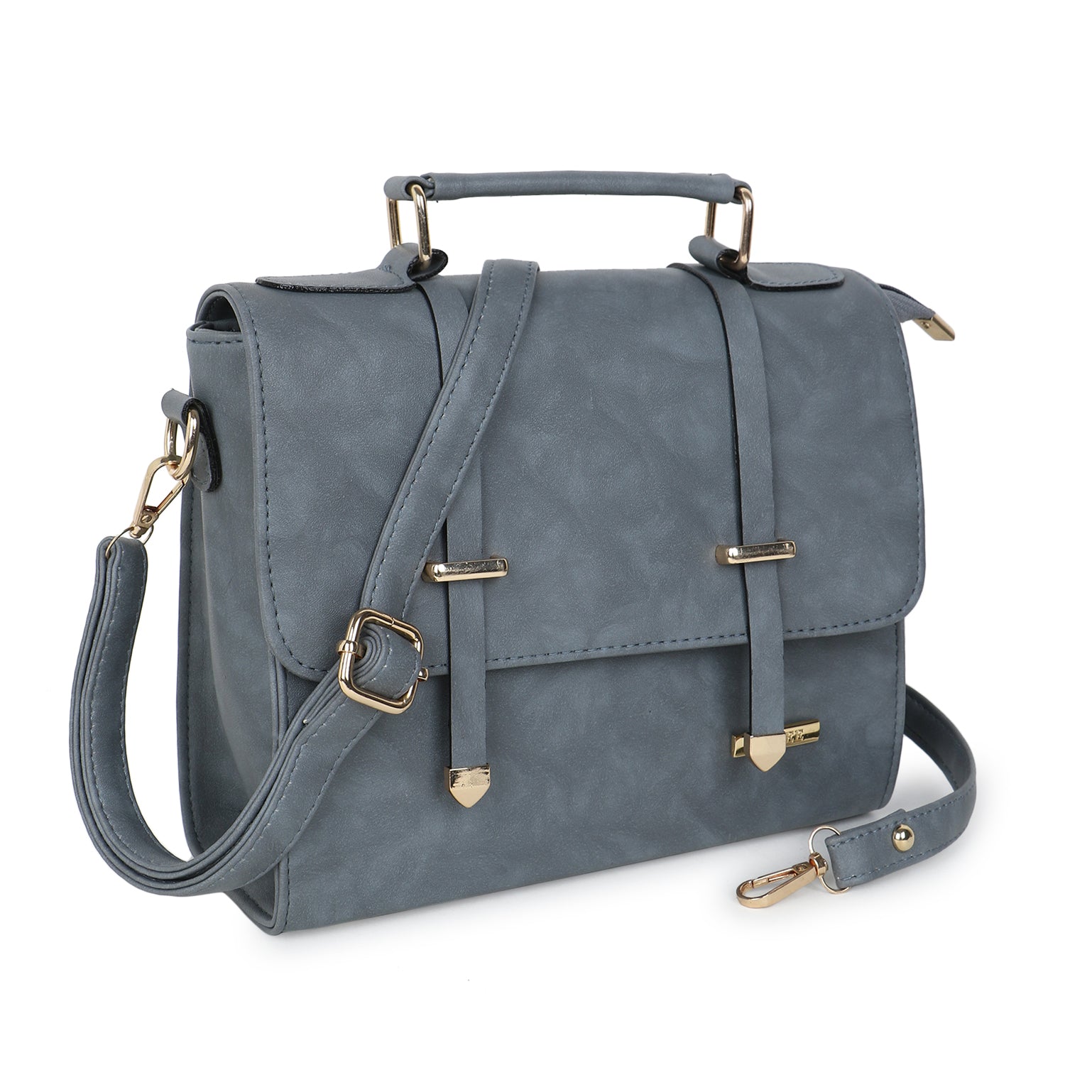 Grey Solid Satchel