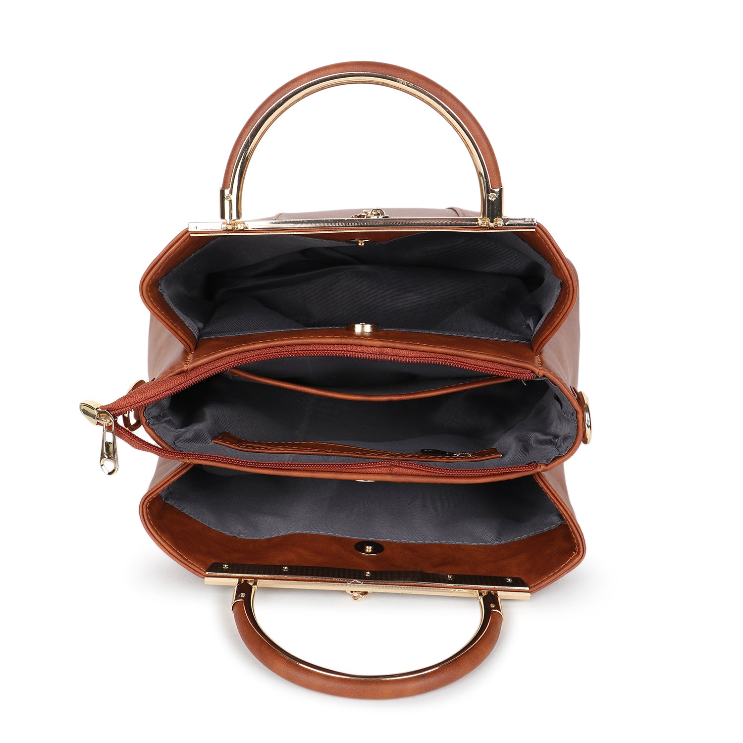Tan Brown Textured Handheld Bag