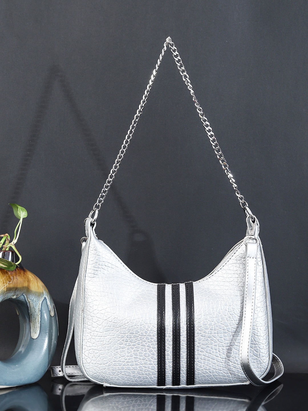 PU Half Moon Sling Bag ( White)
