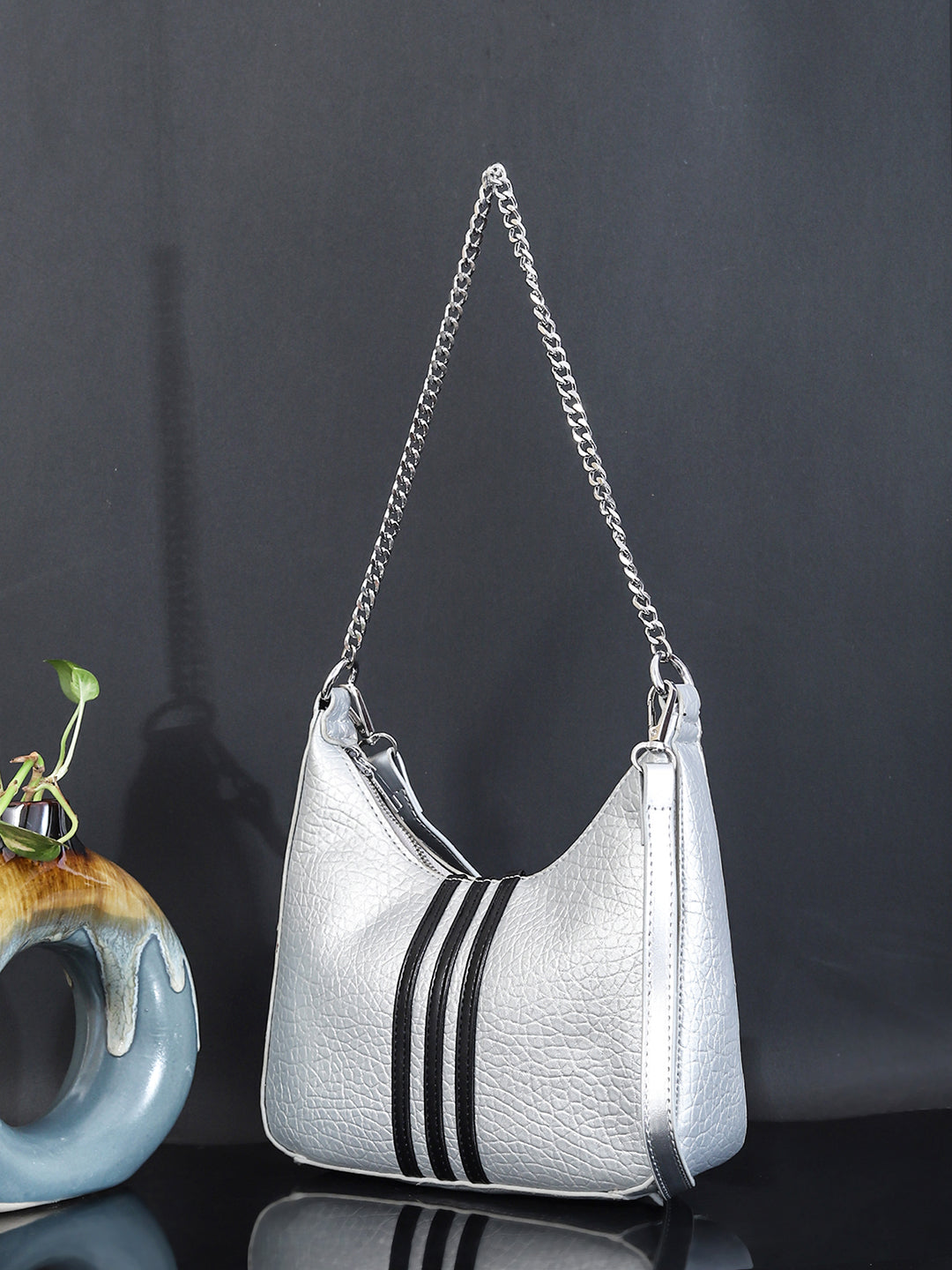 PU Half Moon Sling Bag ( White)