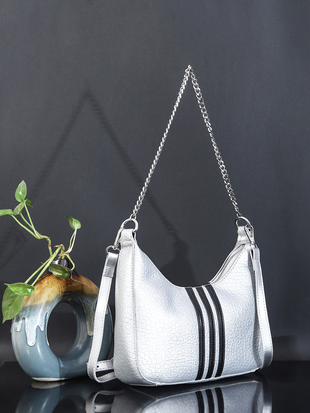 PU Half Moon Sling Bag ( White)
