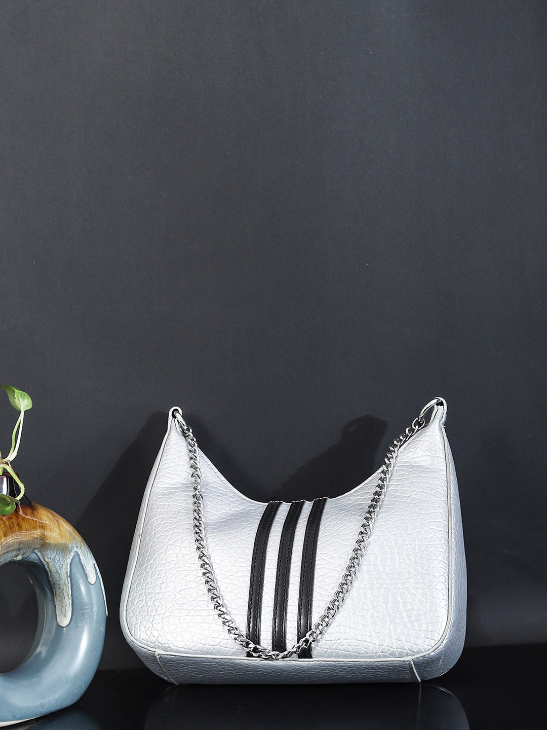 PU Half Moon Sling Bag ( White)