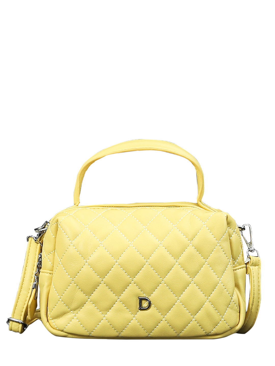 Geometric Structured PU Sling Bag With Quilted (Yellow)