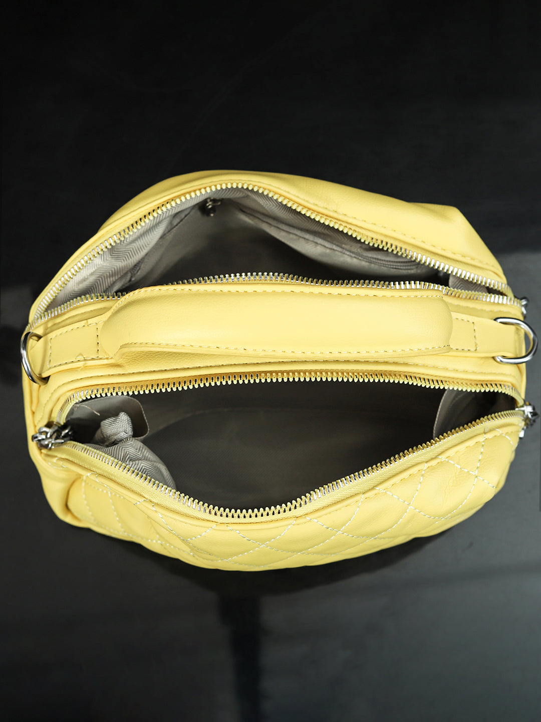 Geometric Structured PU Sling Bag With Quilted (Yellow)