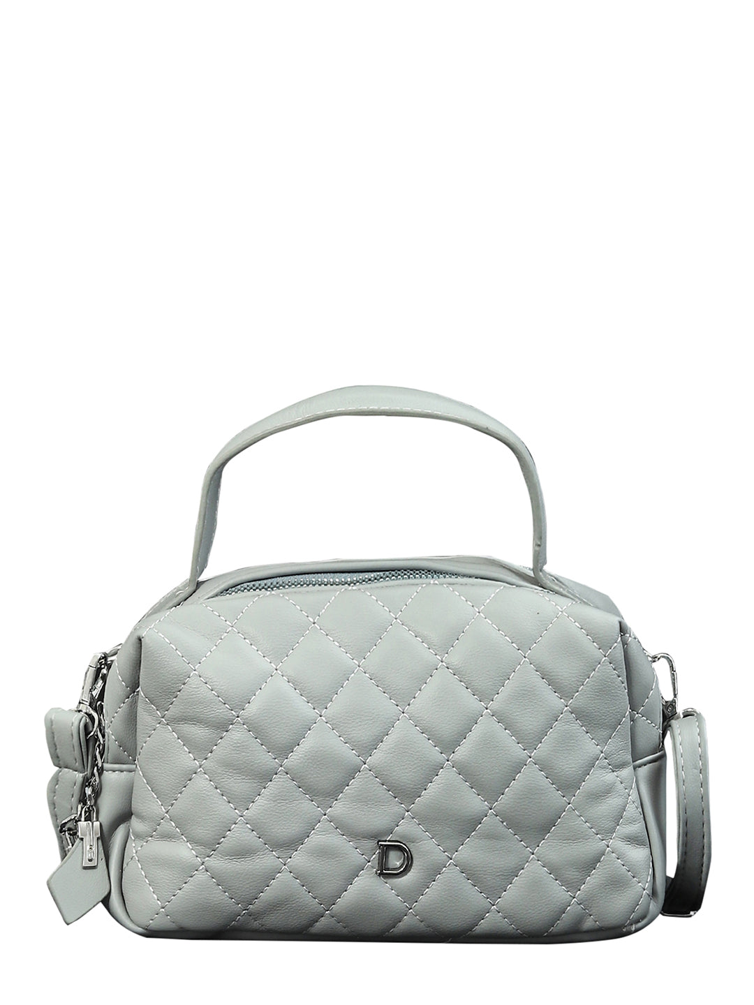 Geometric Structured PU Sling Bag With Quilted (Grey)
