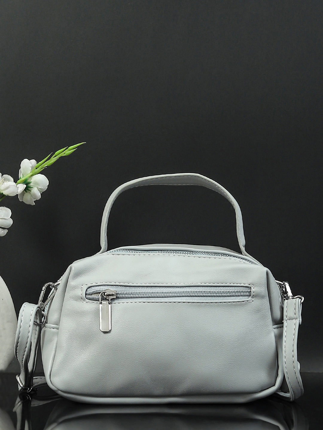 Geometric Structured PU Sling Bag With Quilted (Grey)