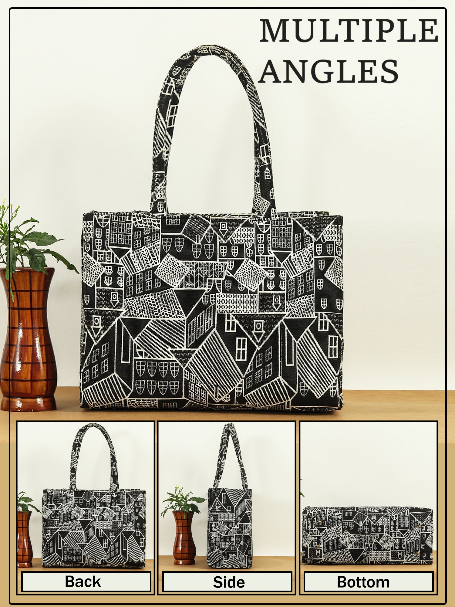 Women Geometric Printed Swagger Tote Bag