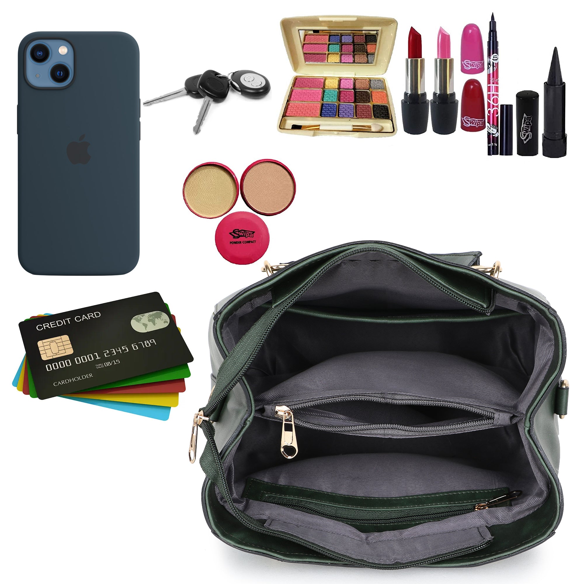 Olive Green Structured Handheld Bag