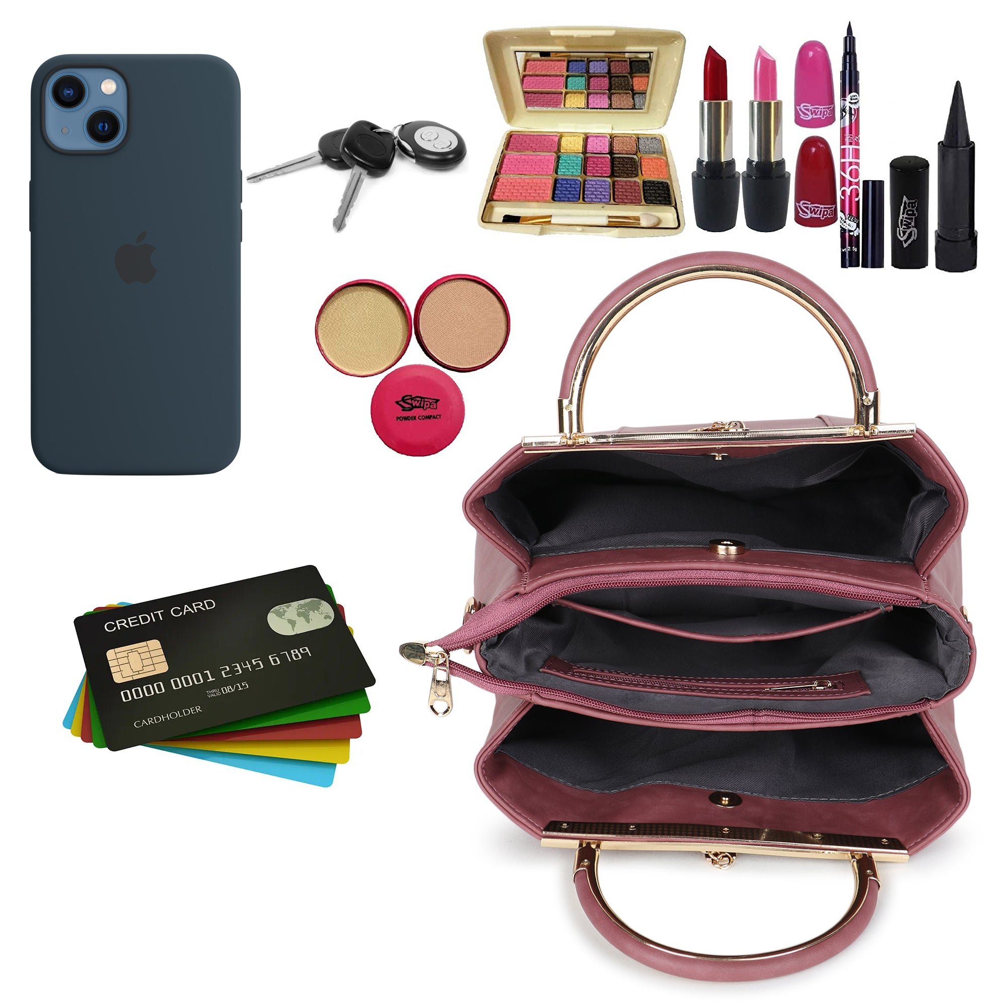 Pink Textured Handheld Bag