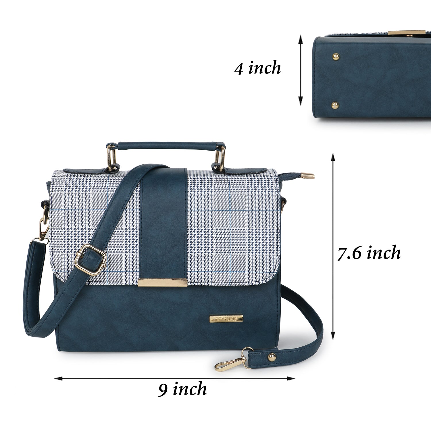 Blue Checked Sling Bag