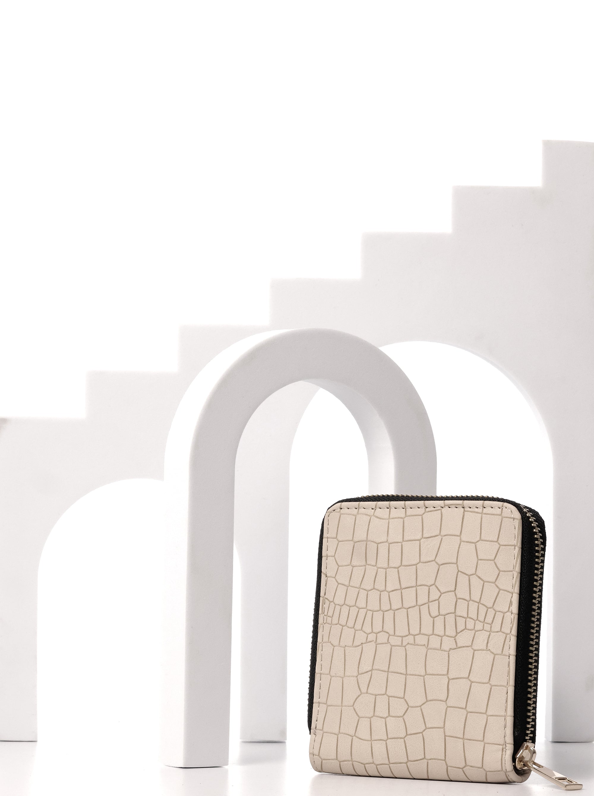 Women Abstract Textured PU Two Fold Wallet