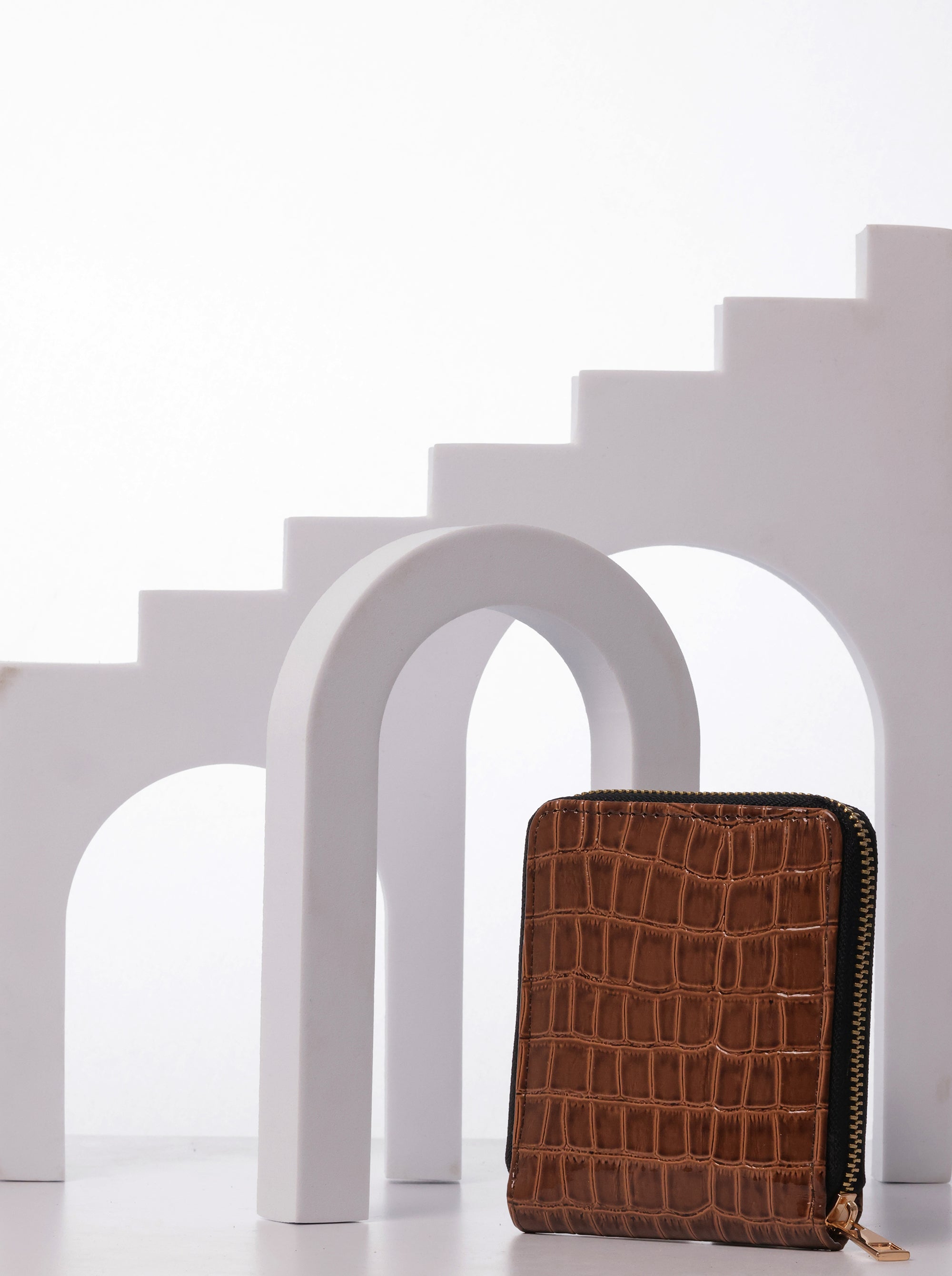 Women Abstract Textured PU Two Fold Wallet