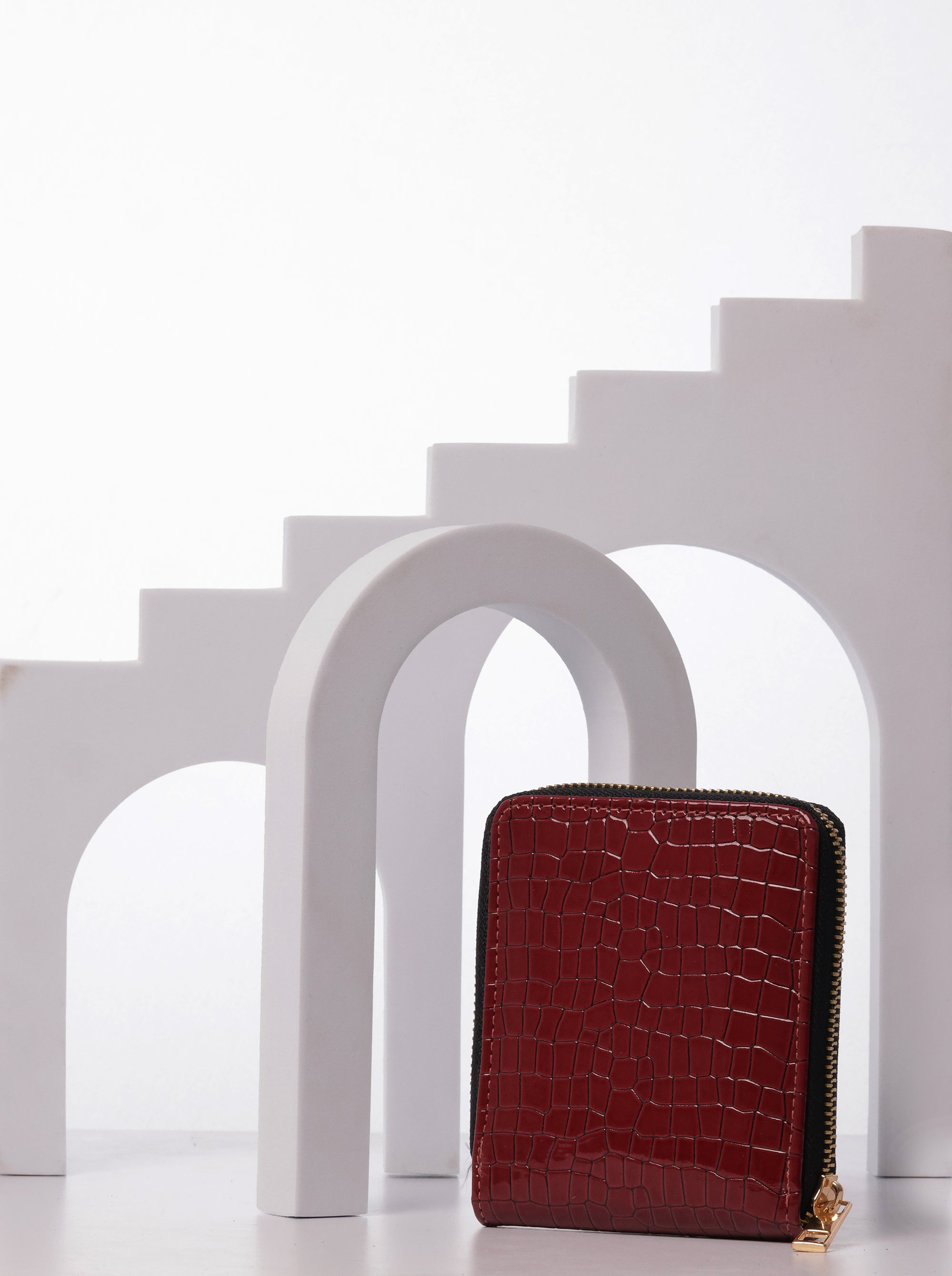 Women Abstract Textured PU Two Fold Wallet