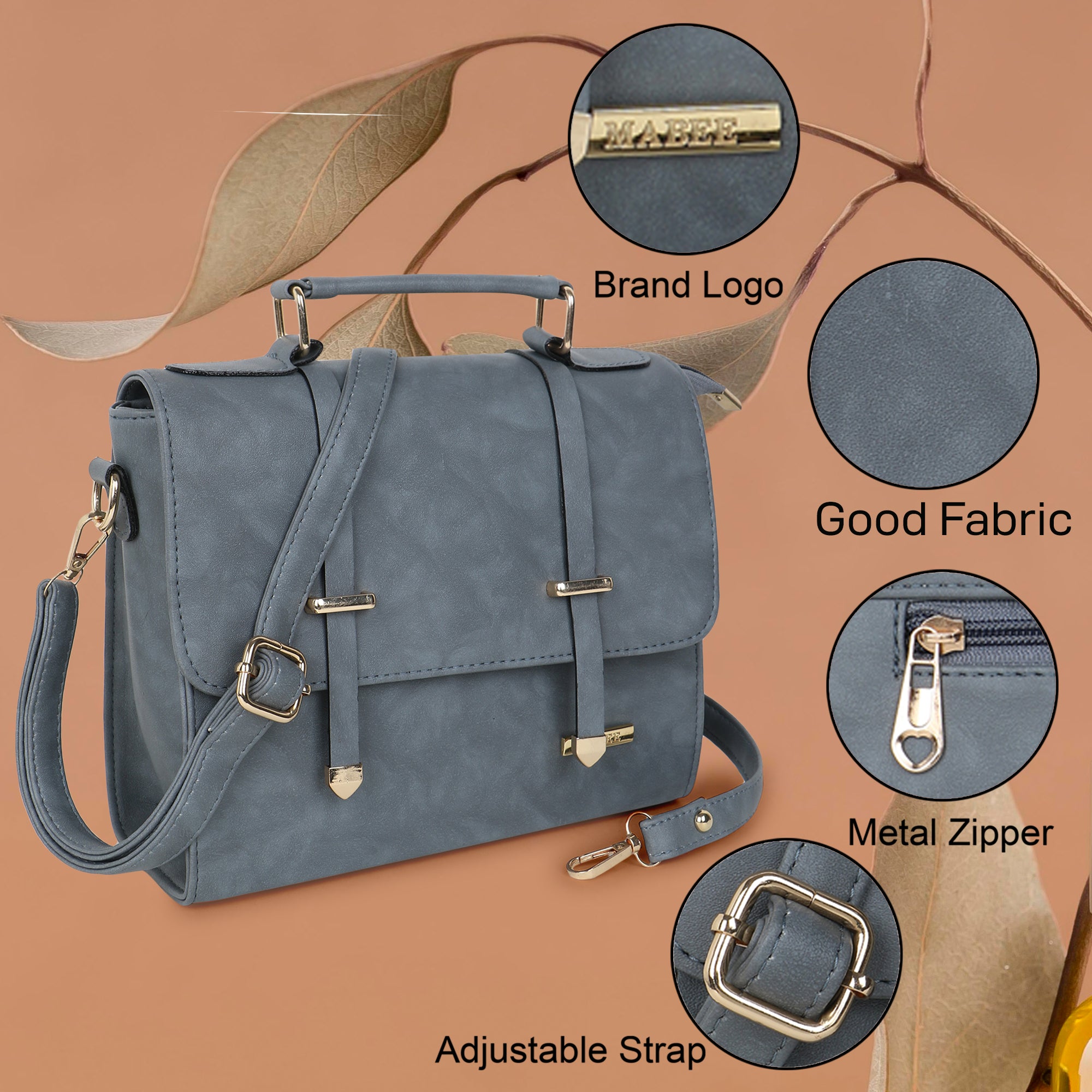 Grey Solid Satchel