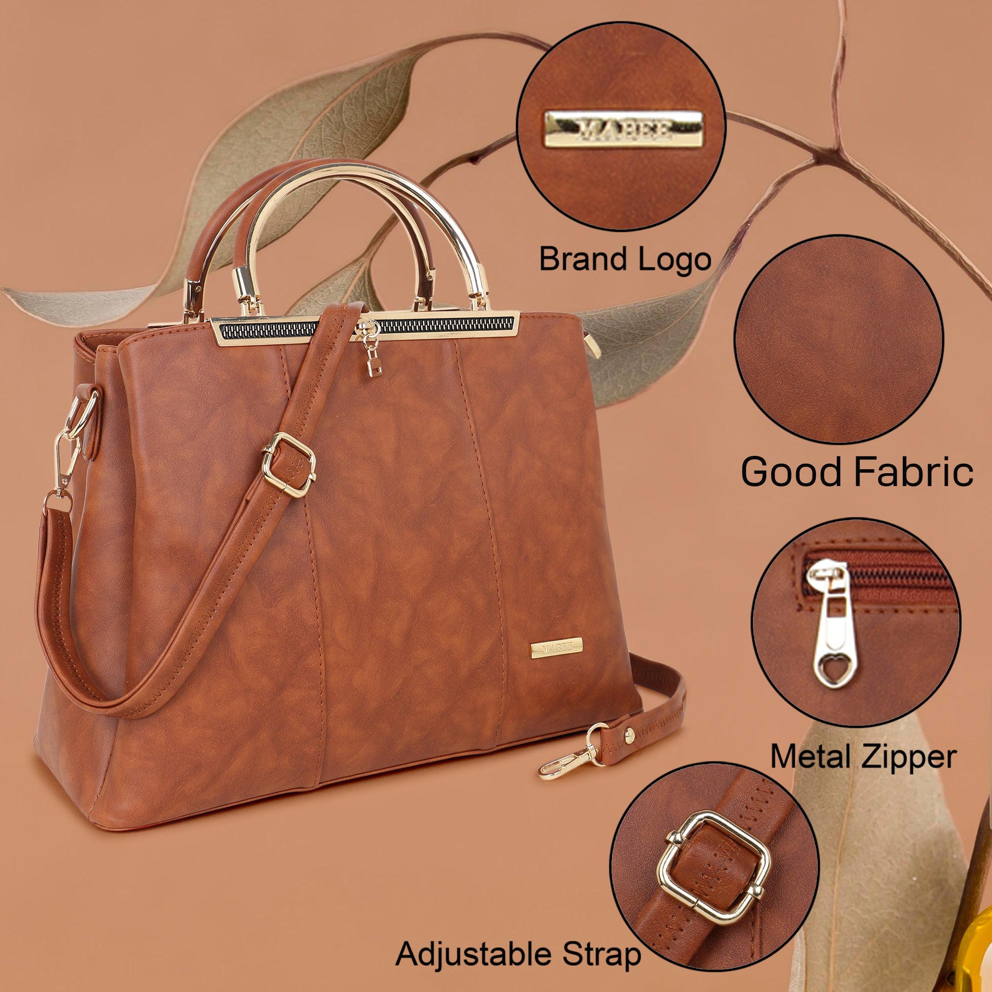 Tan Brown Textured Handheld Bag