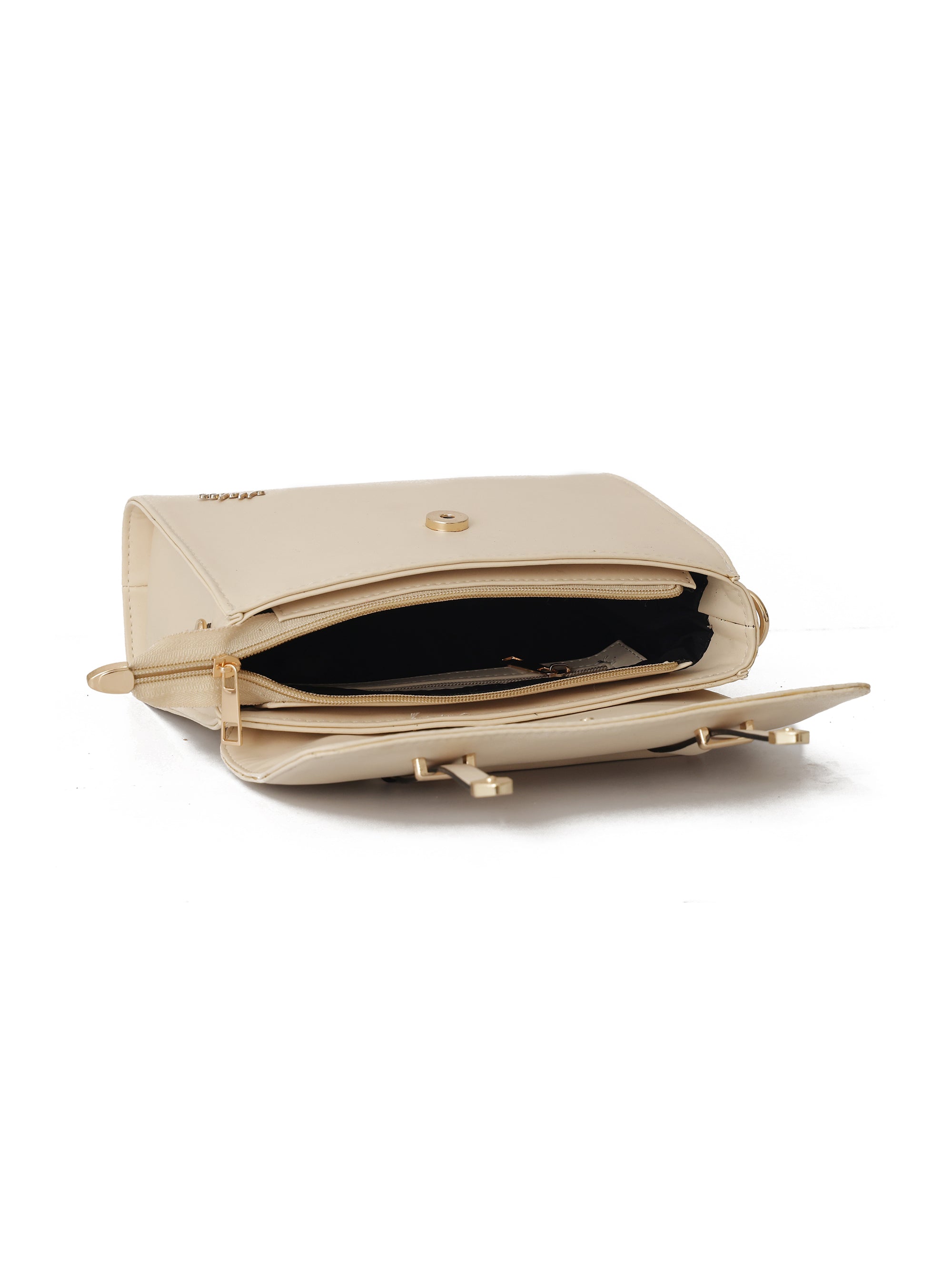 Beige Solid Satchel