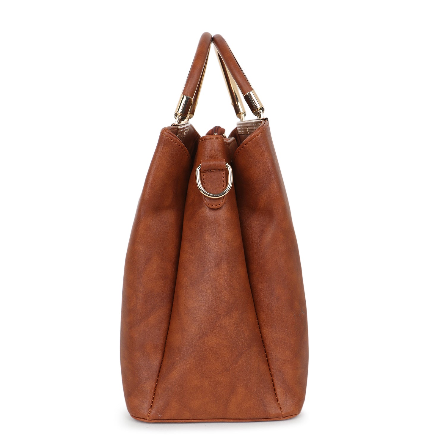Tan Brown Textured Handheld Bag