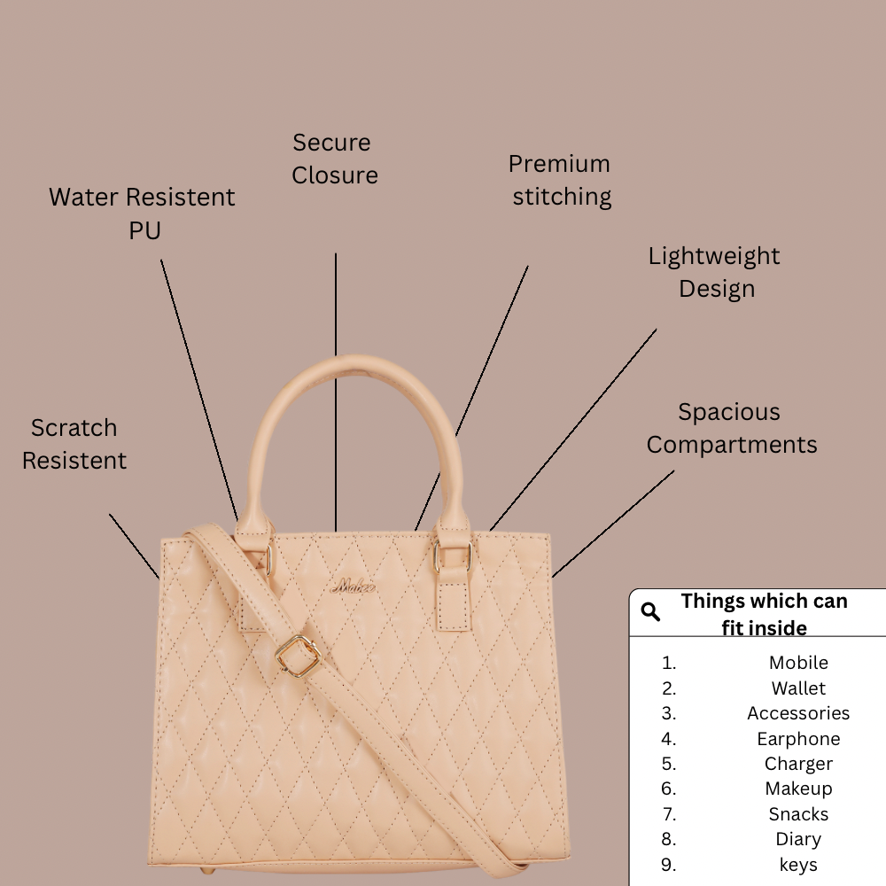 Cream Quilted Charm Bag