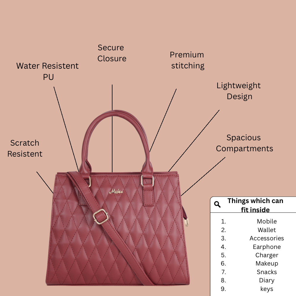 Crimson Quilted Charm Bag