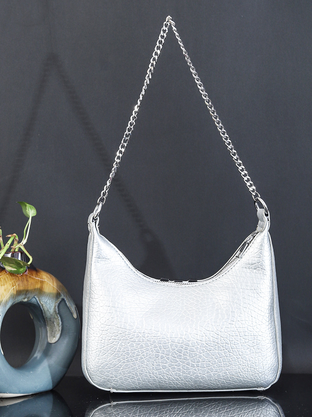 PU Half Moon Sling Bag ( White)