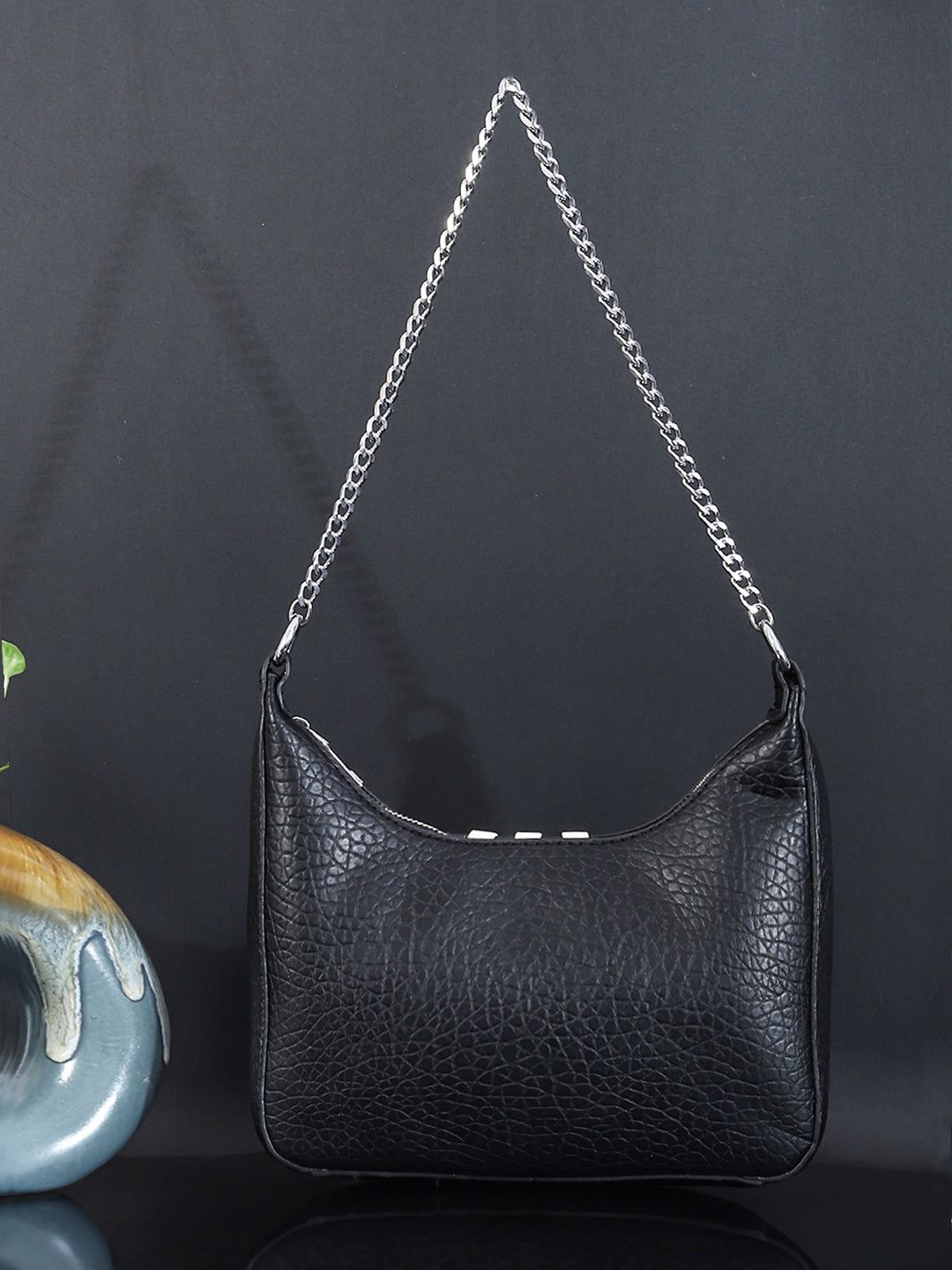 PU Half Moon Sling Bag (Black)