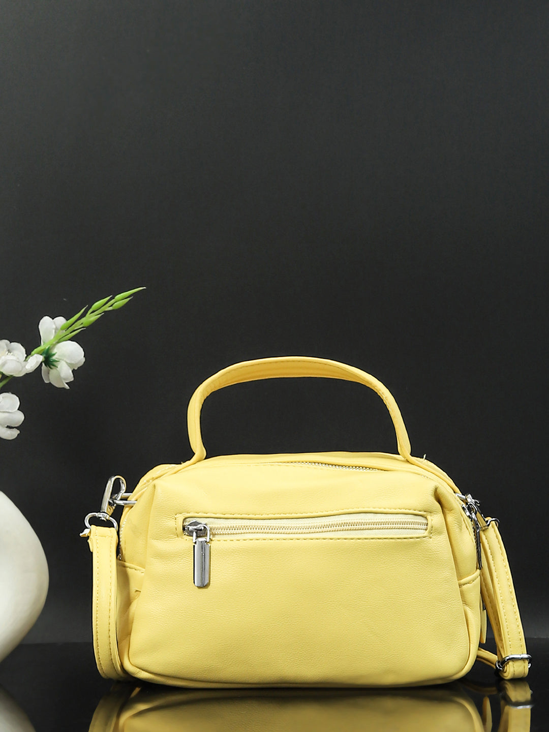 Geometric Structured PU Sling Bag With Quilted (Yellow)