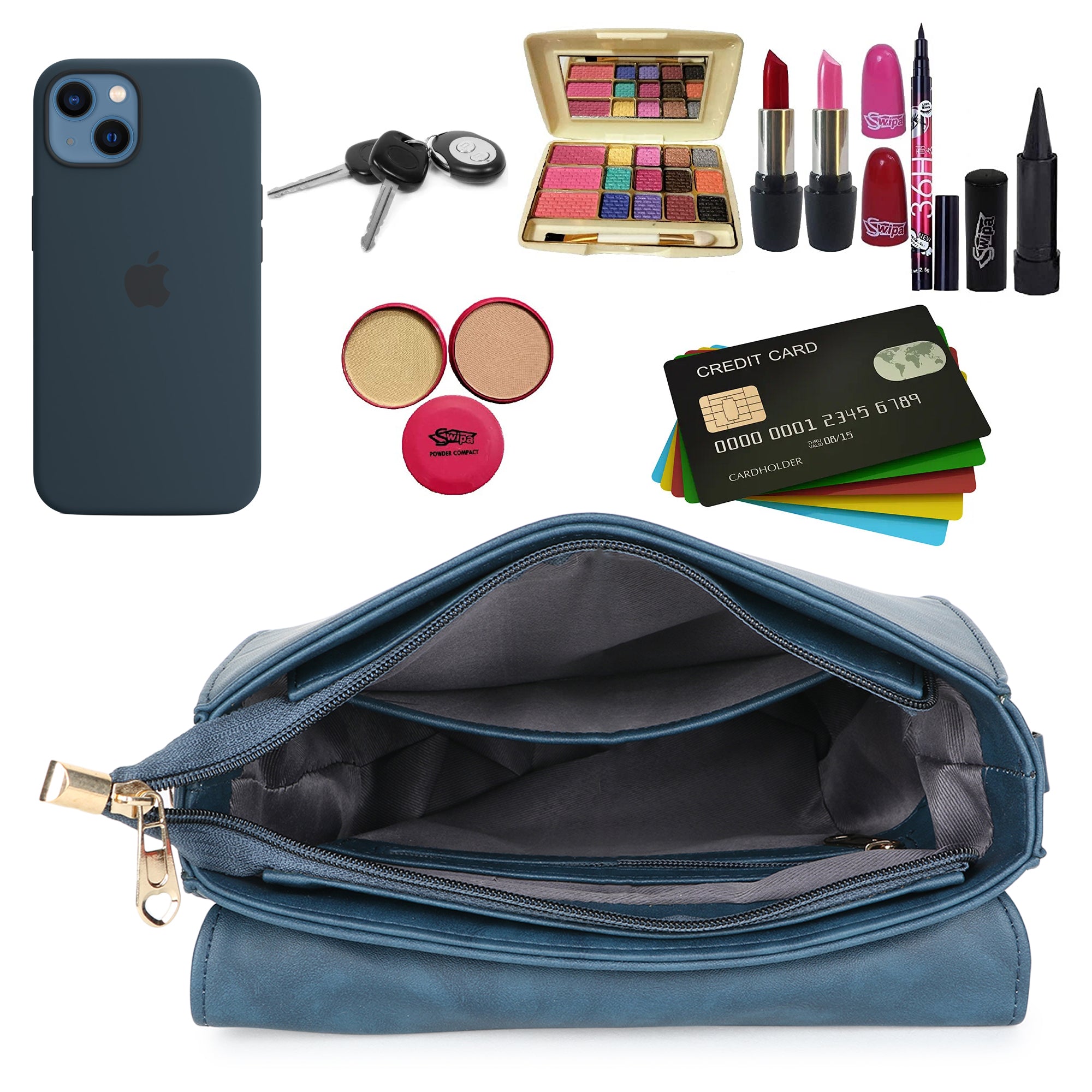Blue Checked Sling Bag