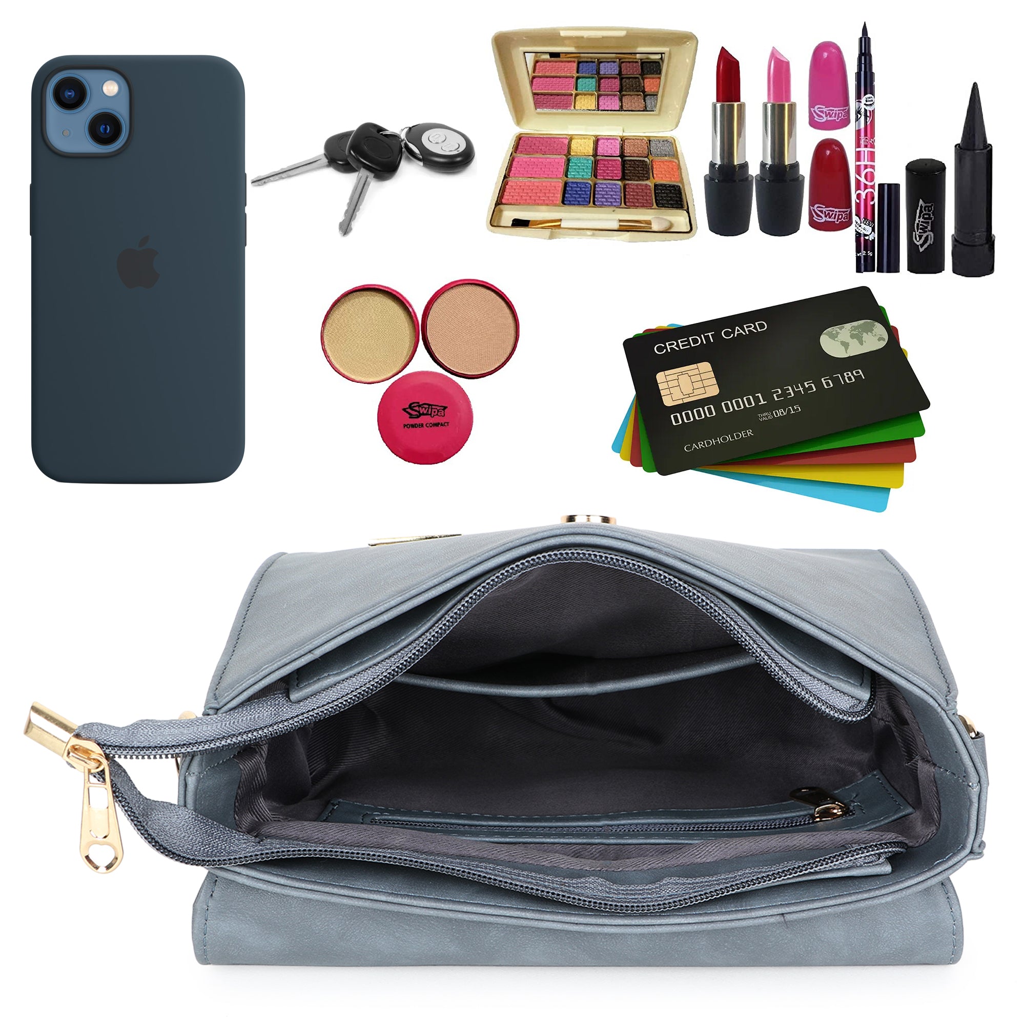 Grey Solid Satchel
