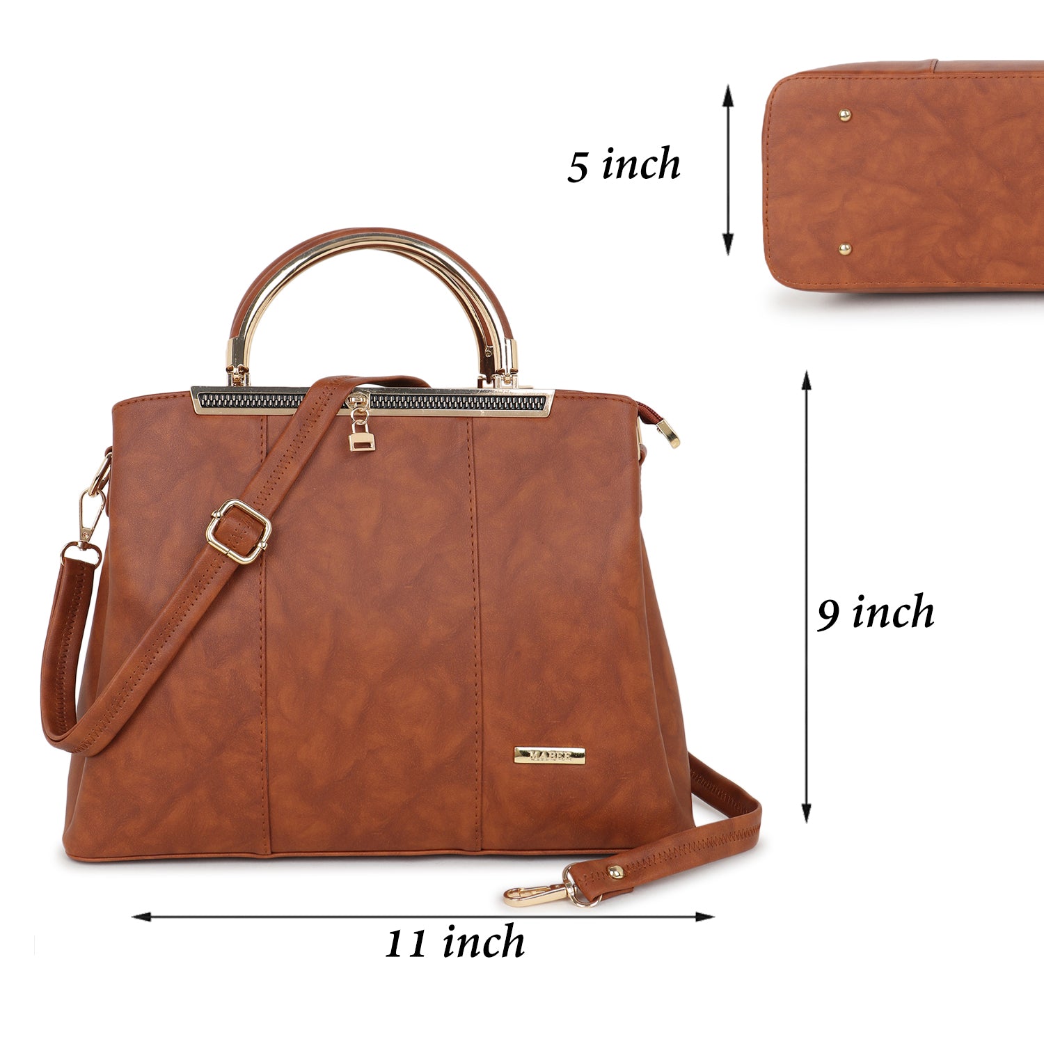 Tan Brown Textured Handheld Bag